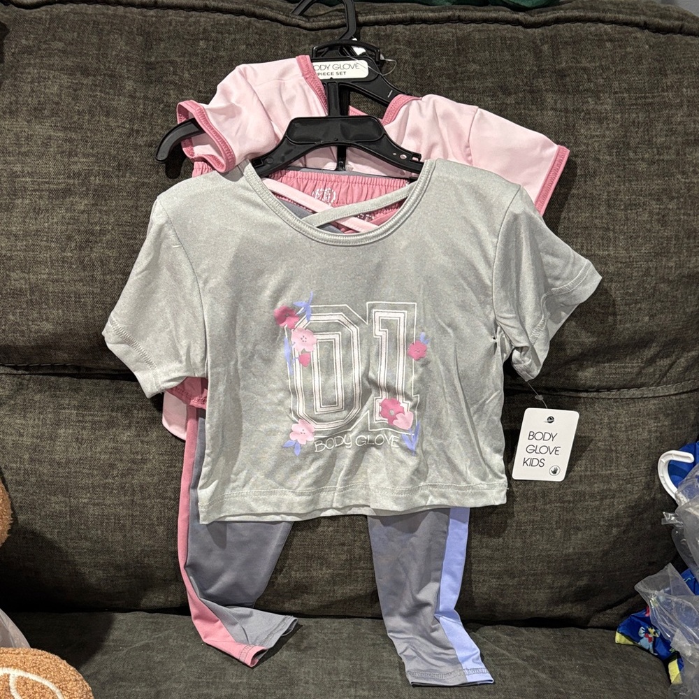 Body Glove Kids Gray and Pink Floral Pajama Set